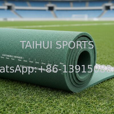 FIFA Certified Shock Pad Underlay dengan Desain Lubang Berlian untuk Perlengkapan Olahraga Rumput Buatan Panjang Disesuaikan