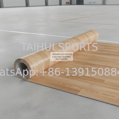 Lantai olahraga PVC tahan air anti-slip untuk lapangan bola basket, bola voli dan badminton