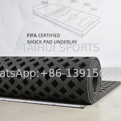 FIFA Certified Shock Pad Underlay dengan Desain Lubang Berlian untuk Perlengkapan Olahraga Rumput Buatan Panjang Disesuaikan