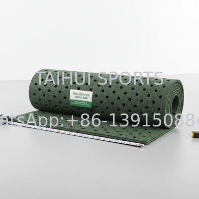 FIFA Certified Shock Pad Underlay dengan Desain Lubang Berlian untuk Perlengkapan Olahraga Rumput Buatan Panjang Disesuaikan