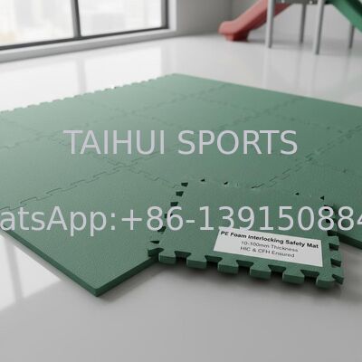 Mat Keamanan Interlocking Busa PE dengan Ketebalan 10-100mm dan HIC & CFH Terjamin untuk Alas Kejut Taman Bermain