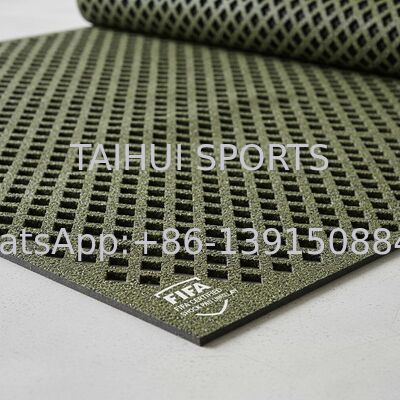 FIFA Certified Shock Pad Underlay dengan Desain Lubang Berlian untuk Perlengkapan Olahraga Rumput Buatan Panjang Disesuaikan