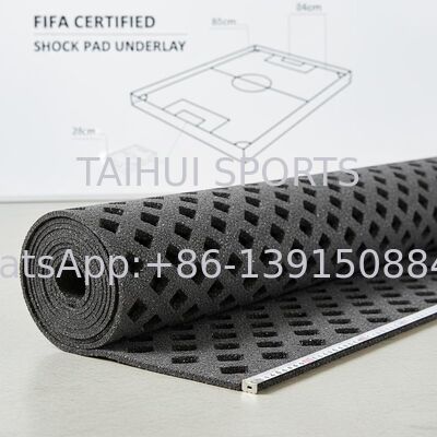 FIFA Certified Shock Pad Underlay dengan Desain Lubang Berlian untuk Perlengkapan Olahraga Rumput Buatan Panjang Disesuaikan