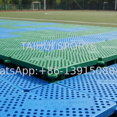 Ubin Lantai PP Interlocking Tahan Air Tahan Kompresi Tinggi Mudah Dipasang untuk Lapangan Basket Tenis Sepak Bola